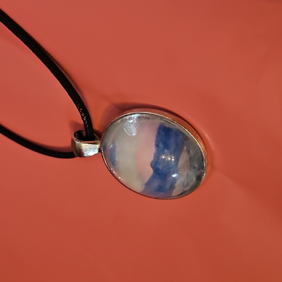 Blue, Pink, and Silver Pendant Necklace Z Ropr Chain - Picture 4 of 5
